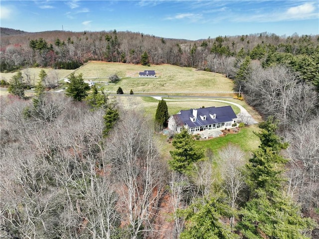 aerial view with a rural view