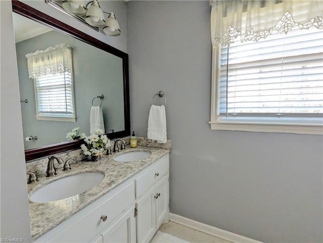 bathroom featuring a wealth of natural light and vanity