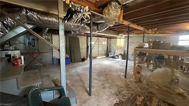 basement with water heater