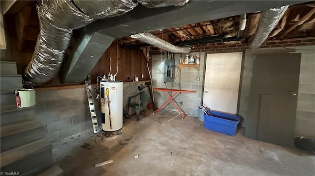 utility room featuring electric water heater and electric panel