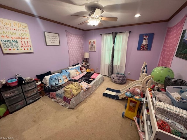 1346 Overland Trl, Hays, NC 28635 - carpeted bedroom with ornamental molding and ceiling fan