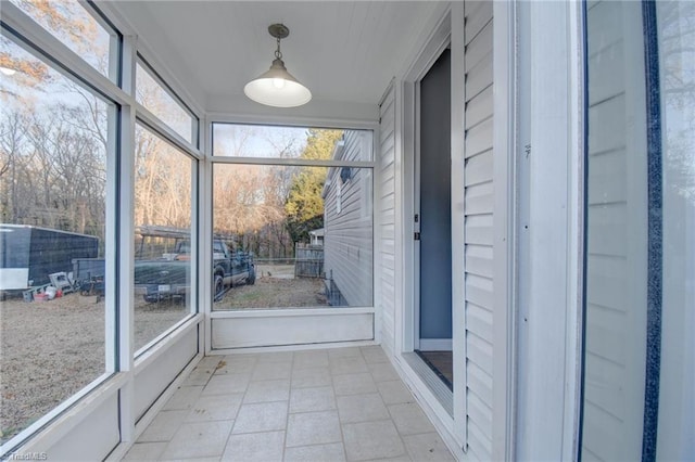 view of unfurnished sunroom