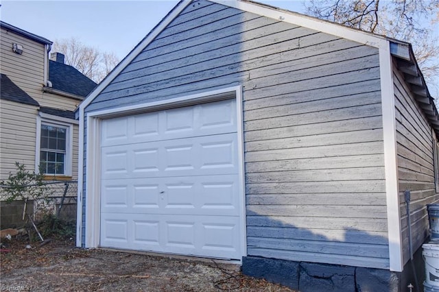 view of detached garage