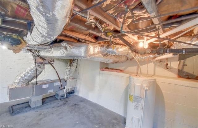 basement with water heater