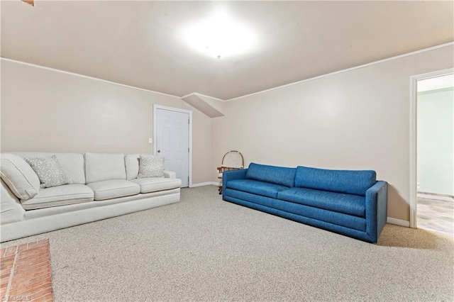 3401 Lochurst Ct, Pfafftown, NC 27040 - living area featuring carpet floors, baseboards, and ornamental molding