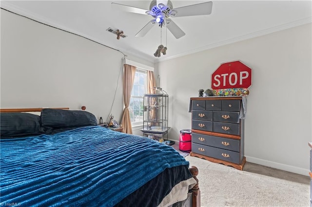 3401 Lochurst Ct, Pfafftown, NC 27040 - bedroom with carpet, crown molding, baseboards, and a ceiling fan