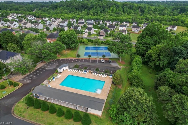 3401 Lochurst Ct, Pfafftown, NC 27040 - aerial overview of property's location with a pool area and a forest