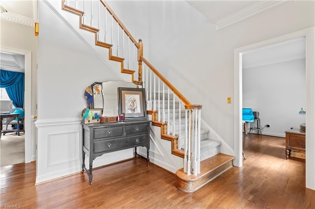 3401 Lochurst Ct, Pfafftown, NC 27040 - stairs with crown molding and wood finished floors