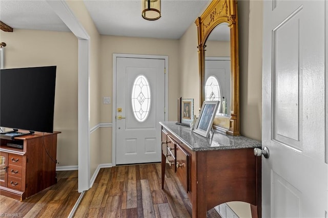 100 Monroe Dr, Lexington, NC 27295 - foyer entrance with baseboards and dark wood finished floors