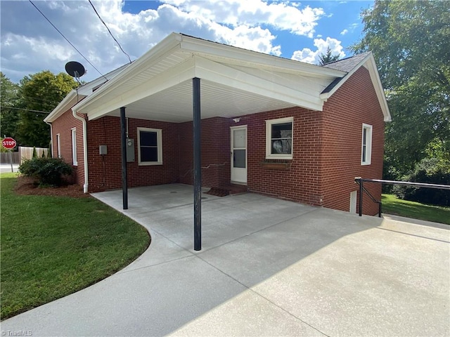 view of home's exterior with a yard