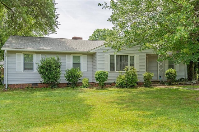 704 Summit Rd, High Point, NC 27265 - single story home with crawl space, a front lawn, a chimney, and roof with shingles