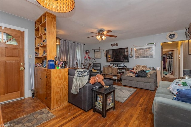 704 Summit Rd, High Point, NC 27265 - living room featuring a ceiling fan and wood finished floors