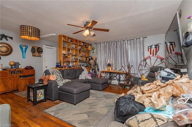 704 Summit Rd, High Point, NC 27265 - living area featuring ceiling fan and wood finished floors