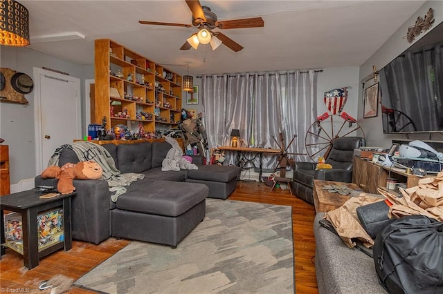 704 Summit Rd, High Point, NC 27265 - living room with a ceiling fan and wood finished floors