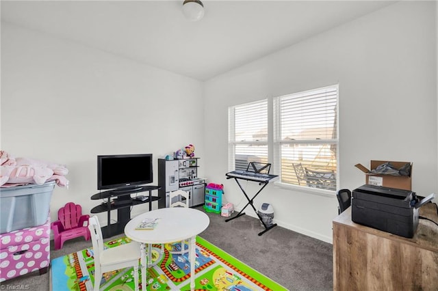 game room featuring carpet flooring