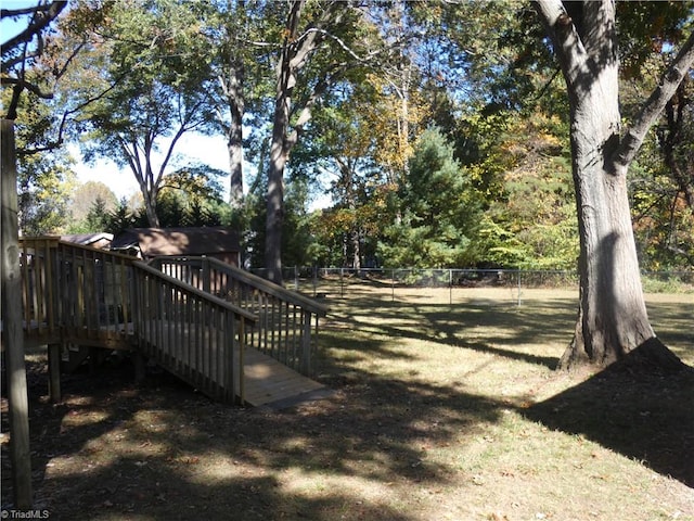 view of yard with a deck