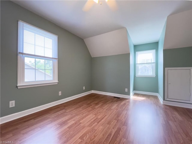 2065 Ardmore Village Ln, Winston-Salem, NC 27127 - bonus room with wood finished floors, lofted ceiling, baseboards, and ceiling fan