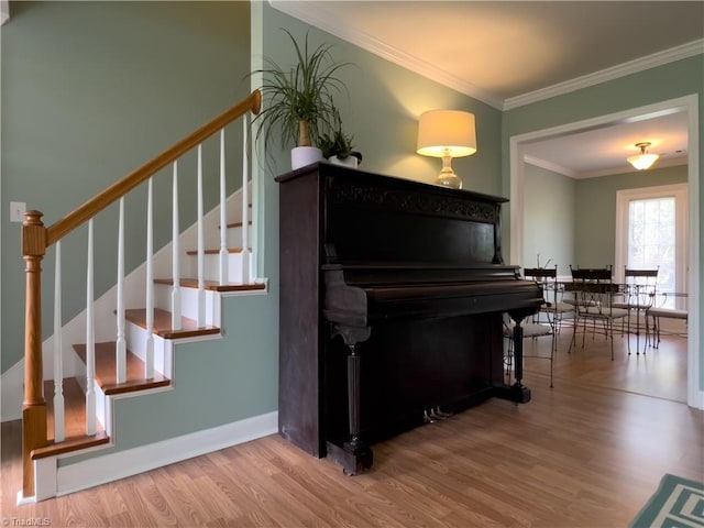 2065 Ardmore Village Ln, Winston-Salem, NC 27127 - sitting room with wood finished floors, ornamental molding, stairway, and baseboards