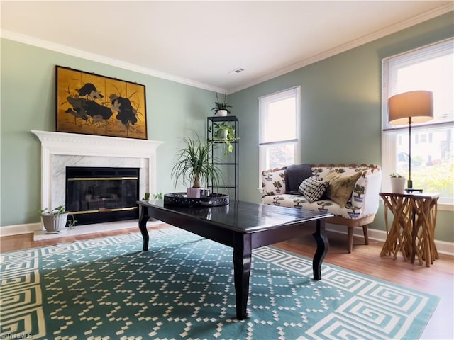 2065 Ardmore Village Ln, Winston-Salem, NC 27127 - office area featuring wood finished floors, healthy amount of natural light, ornamental molding, a fireplace, and baseboards