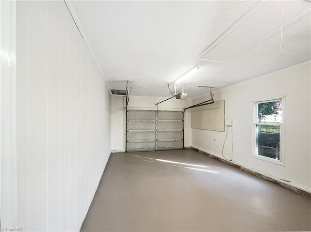 garage with a garage door opener