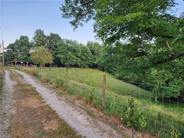 view of road featuring a rural view