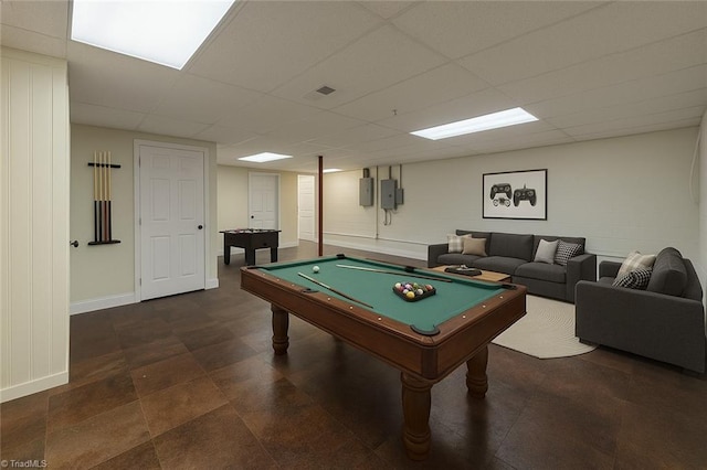 162 N Hazelwood Dr, Mocksville, NC 27028 - rec room featuring billiards table and a drop ceiling