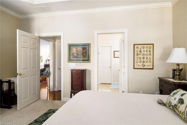 129 Turnbuckle Ct, Clemmons, NC 27012 - bedroom with crown molding, carpet flooring, and ensuite bathroom