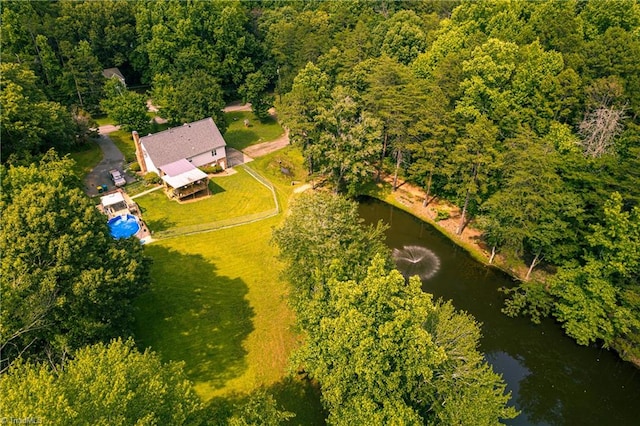 5750 Gayray St, Clemmons, NC 27012 - aerial view of property and surrounding area with a nearby body of water and a heavily wooded area