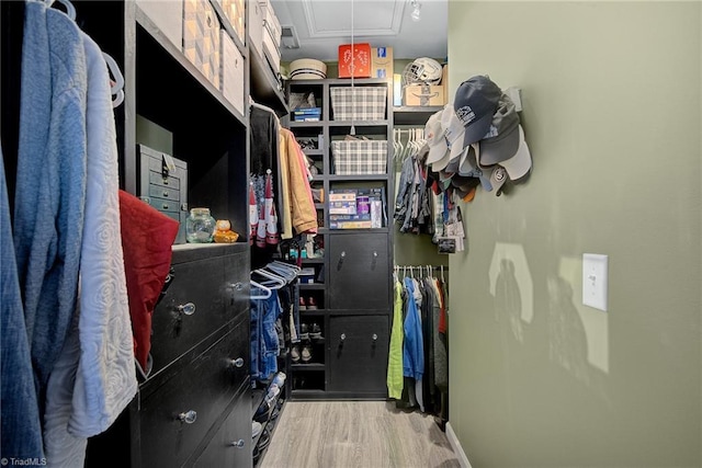 spacious closet with hardwood / wood-style flooring