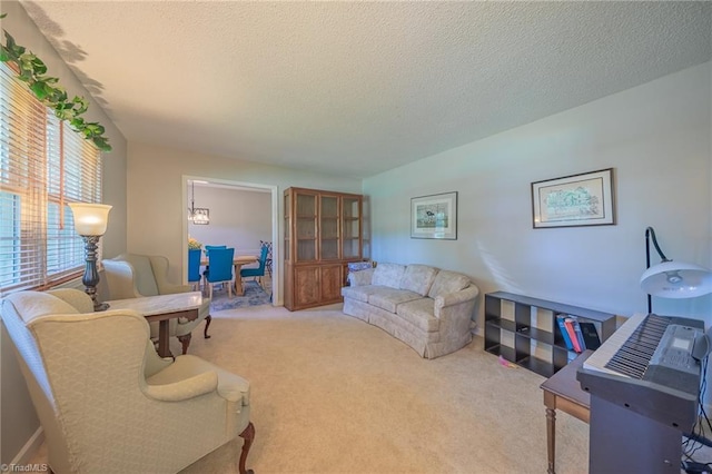 2205 Sedgemont Dr, Winston-Salem, NC 27103 - living room with carpet flooring and a textured ceiling
