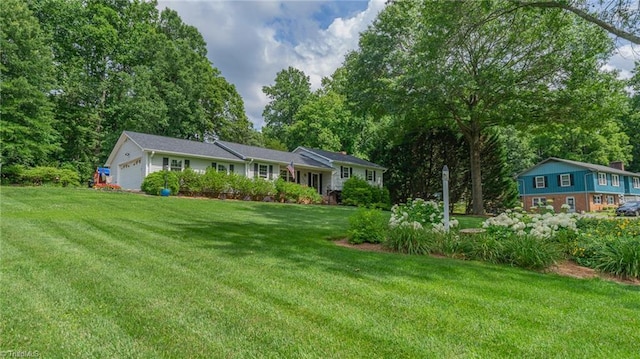 2205 Sedgemont Dr, Winston-Salem, NC 27103 - view of front of house with a front lawn, an attached garage, and view of scattered trees