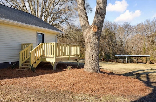 view of yard with a deck