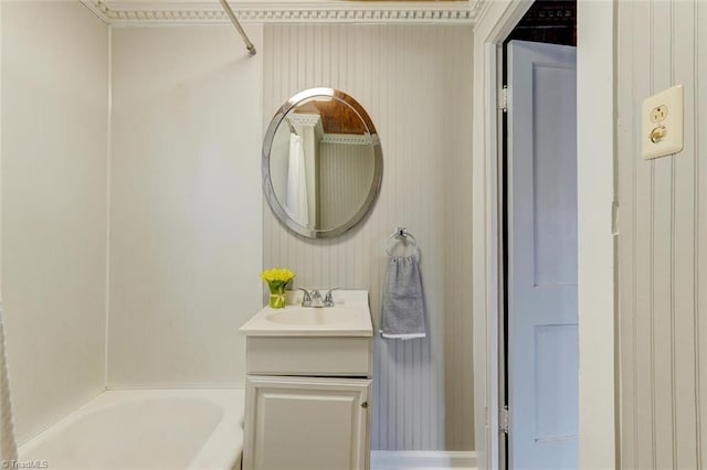 full bath featuring shower / washtub combination and vanity