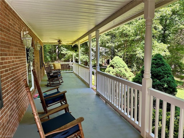 3501 River Ridge Rd, Pfafftown, NC 27040 - covered porch featuring ceiling fan