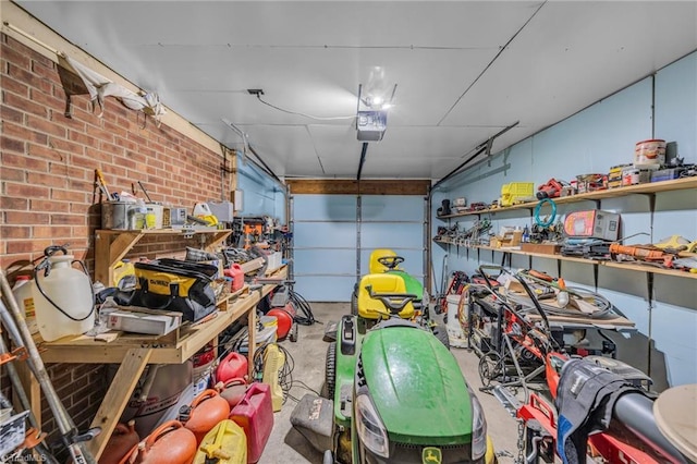 garage with a garage door opener