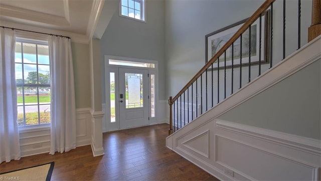 entrance foyer featuring a healthy amount of sunlight and dark wood-type flooring