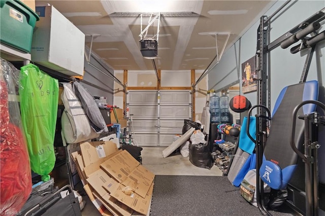 garage with a garage door opener