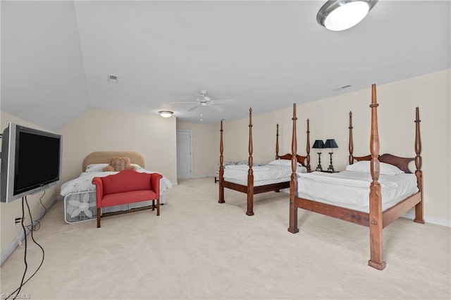 2014 Muirfield Ct, Elon, NC 27244 - bedroom with carpet flooring, ceiling fan, vaulted ceiling, and baseboards
