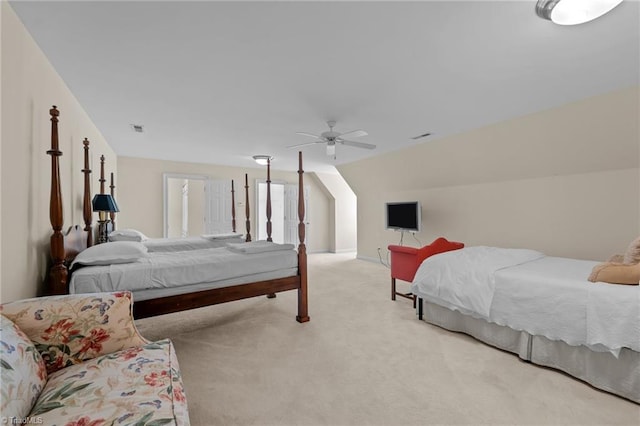 2014 Muirfield Ct, Elon, NC 27244 - bedroom with light colored carpet, a ceiling fan, and baseboards