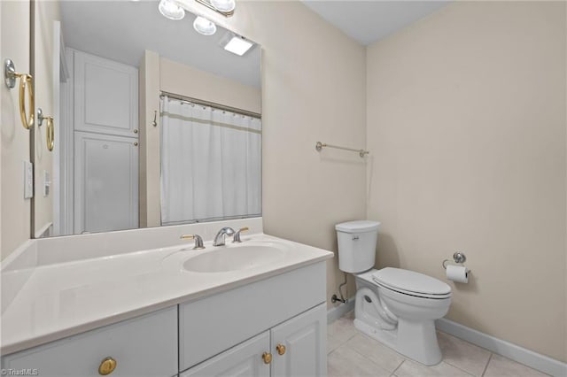2014 Muirfield Ct, Elon, NC 27244 - bathroom featuring vanity, tile patterned flooring, toilet, and baseboards