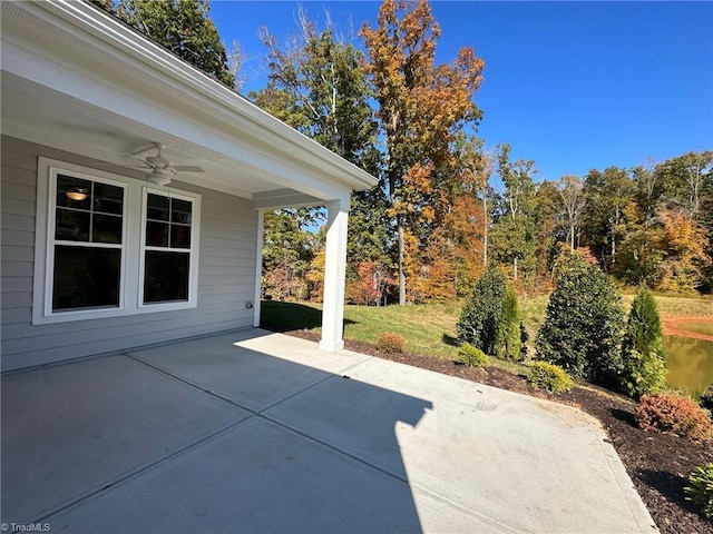 view of patio / terrace featuring ceiling fan