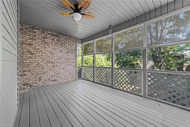 wooden terrace with ceiling fan