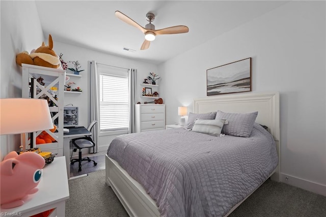 5120 Whaitley Ln, Greensboro, NC 27407 - bedroom with carpet floors, a ceiling fan, and baseboards