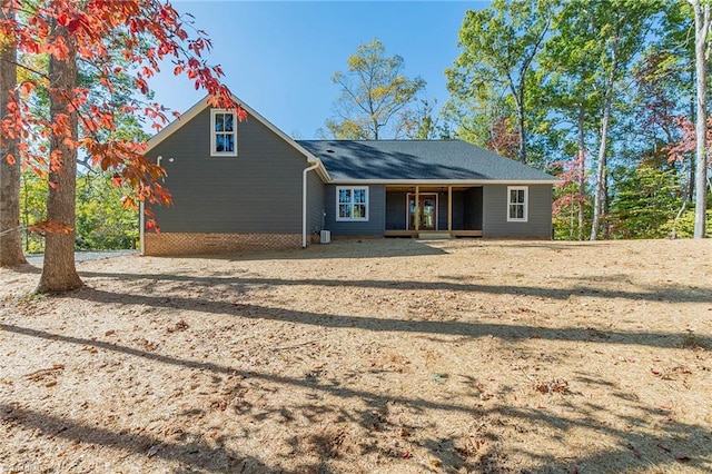 back of house with covered porch