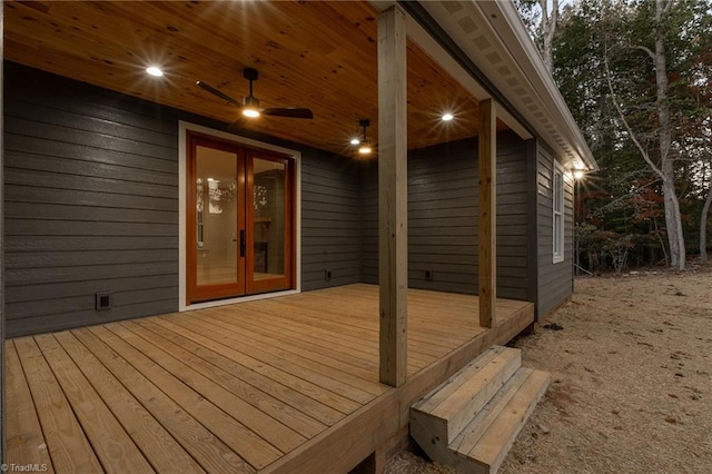 wooden deck featuring french doors