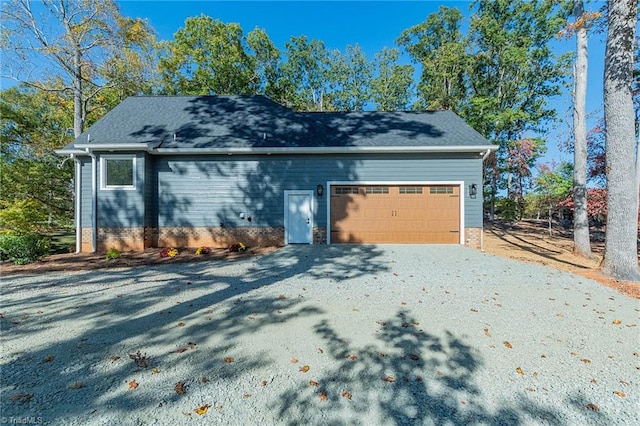 exterior space featuring a garage