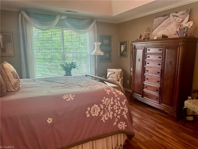 5244 Old Plantation Cir, Winston-Salem, NC 27104 - bedroom with ornamental molding and dark wood-type flooring