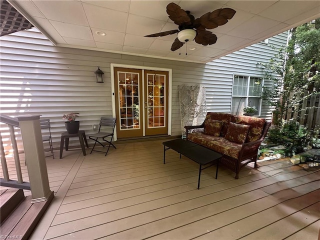 5244 Old Plantation Cir, Winston-Salem, NC 27104 - wooden terrace featuring ceiling fan and outdoor lounge area