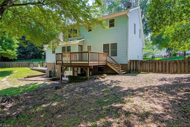 417 Avery Ave, High Point, NC 27265 - rear view of house with a wooden deck and stairway