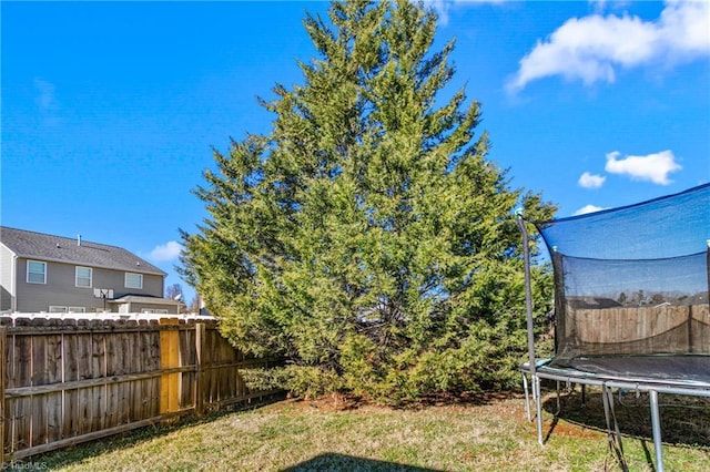 view of yard featuring a trampoline